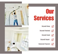 a flyer with the words our services and a picture of a man working on a wall